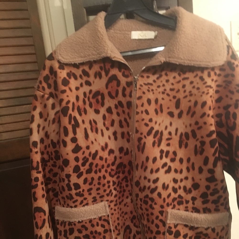 Faux Suede Animal Print Coat